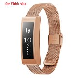 Fitbit Alta Bands, TreasureMax Stainless Steel Housing Case with Mesh Adjustable Milanese Wrist Band for Fitbit Alta/ Fitbit Alta Band/ Fitbit Alta Accessories/ Fitbit Alta Metal Band (No Tracker)
