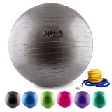 MEGALOVEMART® Gray Anti-Burst Exercise Balance Stability Fitness Yoga Ball w/ Pump – 65cm