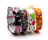HoneyLife Fitbit Flex Cute Silicone Replacement Wristband Bracelets/ Wireless Activity and Sleep Tracker Accessory Pack with Buckle (4pcs Floral Prints)