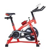 Pinty Pro Stationary Upright Exercise Bike Indoor Cycling Cardio Trainer with LCD Monitor & Water Bottle (Red)