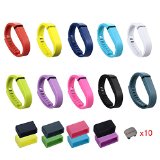 i-smile® 10PCS Replacement Bands with Metal Clasps for Fitbit Flex / Wireless Activity Bracelet Sport Wristband / Fitbit Flex Bracelet Sport Arm Band (No tracker, Replacement Bands Only) & Silicon Fastener Ring For Free (Pack of 10, Large)