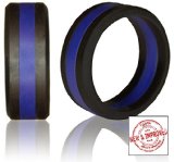 Knot Theory Silicone Wedding Ring ★8mm Band for Superior Comfort, Style, and Safety (Blue Line, Size 9.5-10)