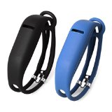 Fitbit Flex Wristbands, Henoda 2PCS Replacement Bands for Fitbit Flex Bracelet Activity Tracker with Clasps (New Style:Black + Blue, Large)