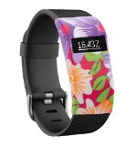 Moretek Band Cover for Fitbit Charge/Fitbit Charge HR Slim Designer Sleeve Protector accessories (Big Flower)