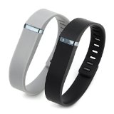 Henoda Multi Colors Replacement Wristband for Fitbit Flex Bracelet Bands Activity Tracker with Clasps (Black + Gray, Large)