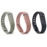 i-smile® 3PCS Replacement Bands with Metal Clasps for Fitbit Flex (3D Edition: Black&Coffee&Army Green, Small)