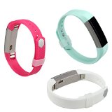 bayite Accessory Silicone Watch Band for Fitbit Alta White Pink Teal, Small 5.5 – 6.7 inches