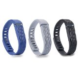 i-smile® 3PCS Replacement Bands with Metal Clasps for Fitbit Flex (3D Edition: Black&Navy&Grey, Small)