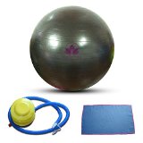 Clever Yoga Exercise Fitness Ball Plus Hand Towel and Foot Pump – Comes With Our Special “Namaste” Lifetime Warranty (Black, 75cm)