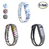 Hotodeal Replacement Bands for Fitbit Flex, Fashion Silicone Wristband Accessory, Colorful Band Design with Adjustable Metal Clasp, Prevent Tracker Falling Off, Cute Patterns, Comfortable, Pack of 3