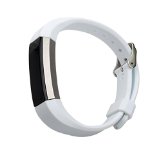 bayite Accessory Silicone Watch Bands with Watch Buckle for Fitbit Alta White, 5.5 – 7.8 inches