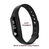 E-FIT 2016 Smart band, Heart Rate Monitor, Step Tracker, Pedometer Smart Bracelet Fitness Wearable Activity Tracker/ Waterproof Bluetooth Health Fitness Band for iPhone & Android phones (Black)