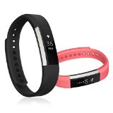 Fitbit Alta Bands, Marge Plus Fitbit Alta Classic Accessory Replacement Bands Wristband Sport Band with Metal Clasp for Fitbit Alta Fitness Tracker (Small/Black&Coral Pink)