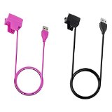 Fitbit Alta Charger, Eityilla 1ft USB Charger Replacement Charging Charger Cable Cord for Fitbit Alta (2-Pack Black & Purple)