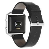 Fitbit Blaze Accessory Band ,Henoda 23mm Genuine Leather Bands Bracelet Strap for Fitbit Blaze Smart Fitness Watch (Black (Genuine Leather), XL Size)