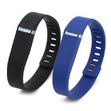 Henoda 2PCS Small Replacement Wristband for Fitbit Flex Bracelet Bands Activity Tracker with Clasps(Black + Navy, Small)