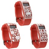 Henoda Band Cover for Fitbit Charge/Fitbit Charge HR Slim Designer Sleeve Protector Accessories (3PCS Tangerines Styles)