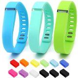 Henoda 3PCS Large Replacement Bands with Metal Clasps for Fitbit Flex Wireless Activity Sleep Wristband, Set of 3 with 12 Piece Colorful Silicon Fastener Ring