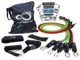 Set Of Workout Resistance Bands By Live Infinitely- Gym Quality 10 Piece Stackable Natural Latex Exercise Bands For Legs, Arms and Total Body Online Workout Guides Included Stackable Bands