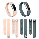Vancle Fitbit Alta Bands,2PCS Replacement Bands for Fitbit Alta with Metal Clasp,No Tracker (Blush pink & Slate, Small)