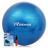 Reehut Anti-Burst Core Exercise Ball for Yoga, Balance, Workout, Fitness, Gym, Pilates & Physical Therapy – Slip-Resistant Stability – Air Pump Included – Eco-Friendly & Safe (Blue, 55CM)