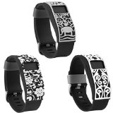 Henoda Band Cover for Fitbit Charge/Fitbit Charge HR Slim Designer Sleeve Protector Accessories (3PCS Black Styles)