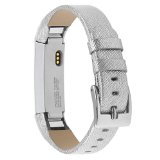 Henoda Leather Bands for Fitbit Alta,Alta Strap Style (Silver)