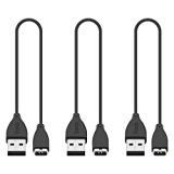 Henoda Black Replacement USB Charger Cable for Fitbit Charge HR Band Wireless (3PCS Henoda Cable)