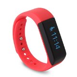 LUCOG I5 Plus Fitness Tracker Smart Bracelet with Buzz/Vibration Sedentary Reminder Distance Count (Water-resistant Red 2.0)