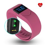 EIISON Fitness Tracker with Heart Rate monitor E5S Activity Watch Step Walking Sleep Counter Wireless Wristband Pedometer Exercise Tracking Sweatproof Sports Bracelet for Android and iOS (Pink)