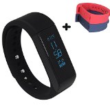 LUCOG I5 Plus Version 3.0 Smart Bracelet Fitness Tracker with Reliable Calorie Burning & Sleep Monitor Data with 23 Sports Optional Use Zeroner Health 3.0 APP + 2pcs Strap (Blue + Red) Pack Sale 3.0