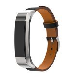 Hunputa New Replacement Luxury Genuine Leather Band Strap Bracelet For Fitbit Alta Tracker (Black)
