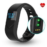 EIISON Fitness Tracker with Heart Rate monitor E5S Activity Watch Step Walking Sleep Counter Wireless Wristband Pedometer Exercise Tracking Sweatproof Sports Bracelet for Android and iOS (Black)