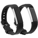 Henoda Silicone Bands for Fitbit Alta,Alta Strap Style,Large,Small (2PCS New Version Black)