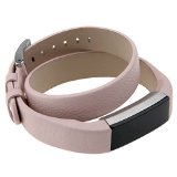 Henoda Leather Bands for Fitbit Alta,Alta Strap Style (Pink-Long Version)