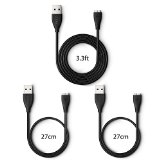 Cablor 3Pcs Replacement USB Charger Charging Cable for Fitbit Charge HR Band Wireless Activity Bracelet (27cm*2+1m)