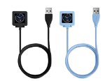 Fitbit Blaze Charger, Getwow 2-Pack Replacement Charger Charging Cradle Dock Adapter for Fitbit Blaze Smart Fitness Watch (Black+Light Blue)