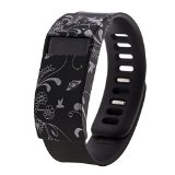 Moretek Band Cover for Fitbit Charge/Fitbit Charge HR Slim Designer Sleeve Protector accessories (Black Flower)