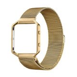 UMTELE Accessories Band Small, Rugged Metal Frame Housing with Magnet Lock Milanese Loop Stainless Steel Bracelet Strap Band for Fitbit Blaze Smart Fitness Watch (5.1”-7.9”) – Gold