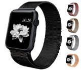top4cus Apple Watch Band 38mm Double Plating Milanese Fully Magnetic Closure Clasp Mesh Loop Stainless Steel iWatch Band Replacement Bracelet Strap for Apple Watch 38mm Model- Black