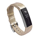 UMTELE Genuine Leather Bands for Fitbit Alta Smart Fitness Tracker Gold 5.5″-8.1″