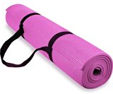 Spoga 1/4-Inch Anti-Slip Exercise Yoga Mat with Carrying Strap, Dark Pink