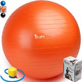 Exercise Ball, LuxFit Premium EXTRA THICK Yoga Ball ‘2 Year Warranty’ – Swiss Ball Includes Foot Pump. Anti-Burst – Slip Resistant! 45cm, 55cm, 65cm, 75cm, 85cm Size Fitness Balls (Orange, 75cm)