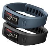 SKYLET® Replacement bands with Metal Clasp for Garmin Vivofit (Sillicon Fastener for Free) (Black&Slate, Large)