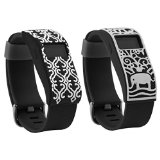Henoda Band Cover for Fitbit Charge/Fitbit Charge HR Slim Designer Sleeve Protector Accessories (2PCS Black Styles)