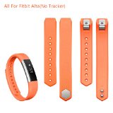 Vancle Fitbit Alta Bands, Newest Adjustable Replacement Bands for Fitbit Alta/ Fitbit Alta band/ Fitbit Alta Bands (with Metal Clasp,No Tracker)(Orange,Small)