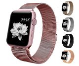 top4cus Apple Watch Band 38mm Double Plating Milanese Fully Magnetic Closure Clasp Mesh Loop Stainless Steel iWatch Band Replacement Bracelet Strap for Apple Watch 38mm Model- Rose Gold