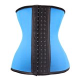 Sexy Blue Latex Workout Underbust Steel Boned Corset Waist Trainer Plus Size ,Blue ,6XL(Fit Waist 41″-44″)