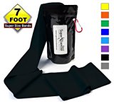 SUPER EXERCISE BAND® Heavy BLACK Resistance Band. Your Home Gym Fitness Equipment Kit for Strength Training, Physical Therapy, Yoga, Pilates, Chair Workout | LATEX FREE For ALLERGIC SAFETY | 7 ft