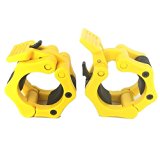 Quick Release Pair of Locking 2″ Olympic Size Barbell Clamp Collar Great for Pro Crossfit Training by Clout Fitness (yellow)